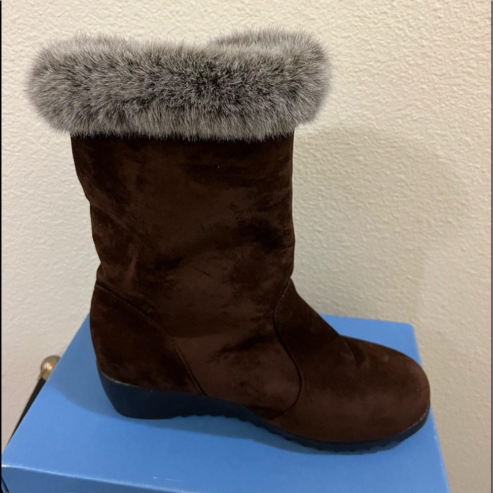 Chocolate Brown Suede Boots - Picture 2 of 5
